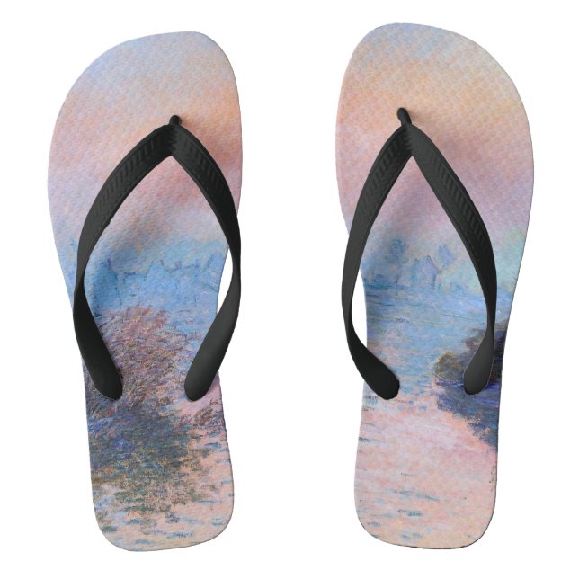 Sunset on the Seine Claude Monet     Flip Flops (Footbed)