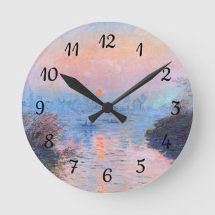 Sunset on the Seine Claude Monet Round Clock