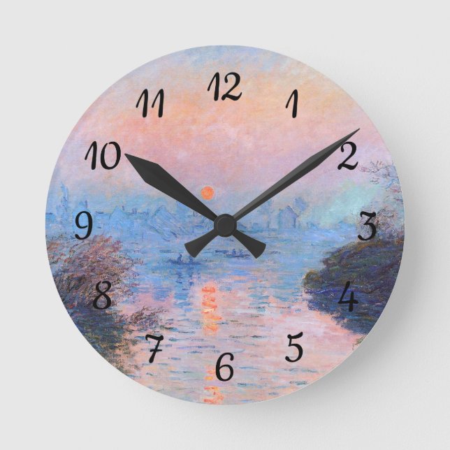 Sunset on the Seine Claude Monet  Round Clock (Front)