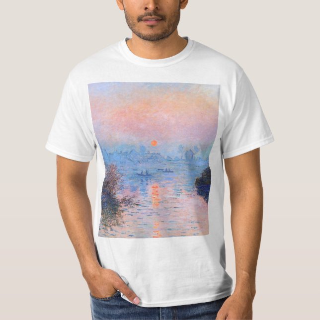 Sunset on the Seine Claude Monet   T-Shirt (Front)