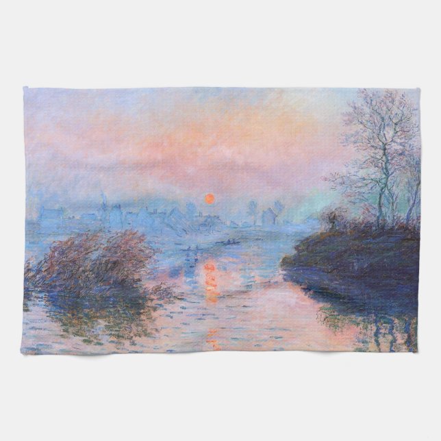 Sunset on the Seine Claude Monet     Tea Towel (Horizontal)