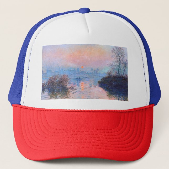 Sunset on the Seine Claude Monet   Trucker Hat (Front)
