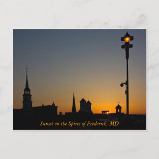 Sunset on the Spires of Frederick Maryland Postcard