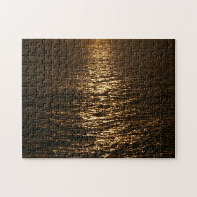 Sunset on the Water Abstract Ocean Photography Jigsaw Puzzle (Horizontal)