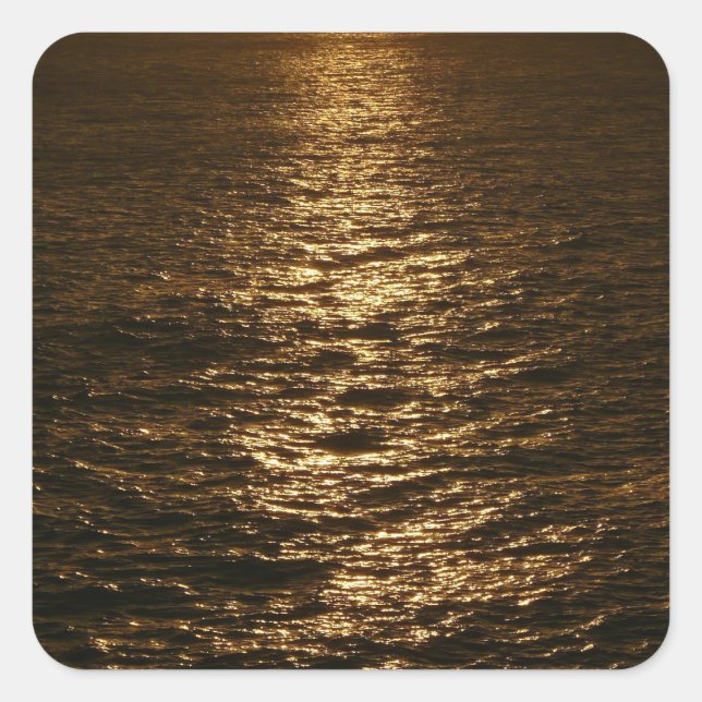Sunset on the Water Abstract Ocean Photography Square Sticker (Front)