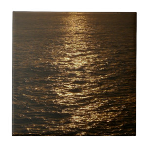 Sunset on the Water Abstract Ocean Photography Tile