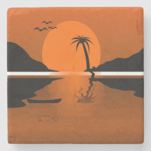SUNSET ON THE WATER STONE COASTER