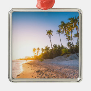 Sunset on Tropical Beach   Dominican Republic Metal Tree Decoration