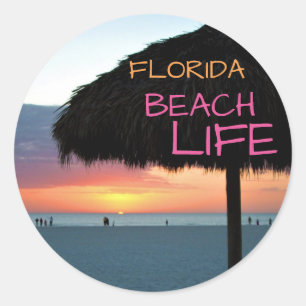 Sunset on White Sand Florida Beach Classic Round Sticker