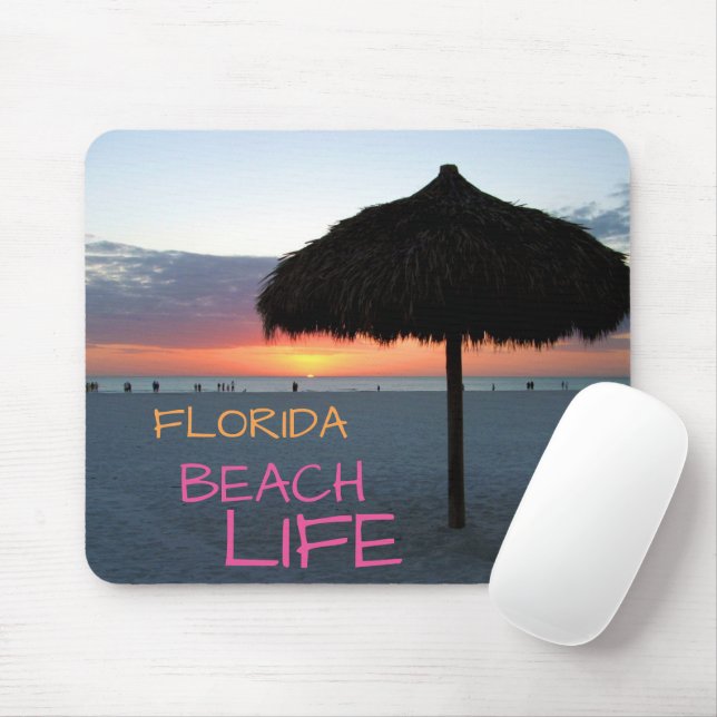 Sunset on White Sand Florida Beach Mouse Mat (With Mouse)