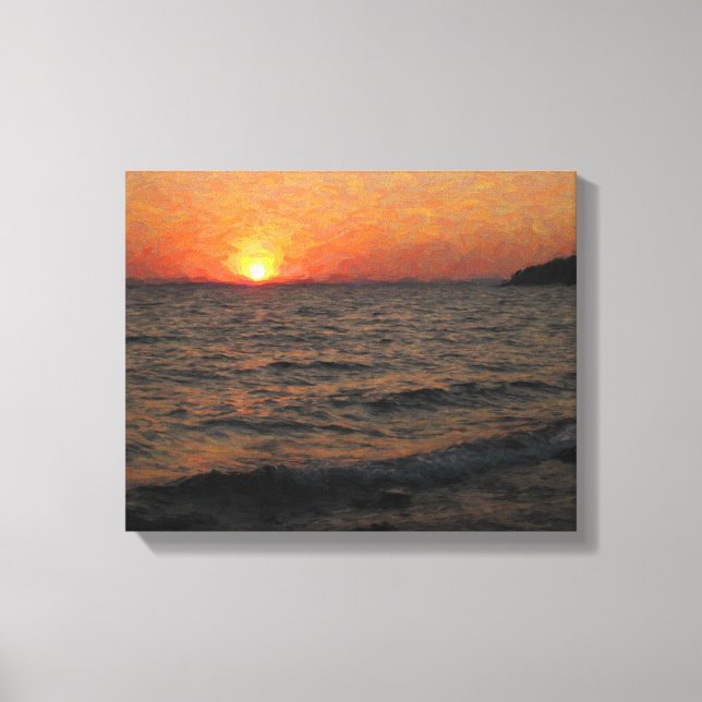 Sunset on Yellowstone Lake Canvas Print (Front)