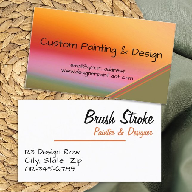 Sunset Orange Abstract Watercolor Occupation Business Card (Easy to personalize this colorful card design for your small business. )
