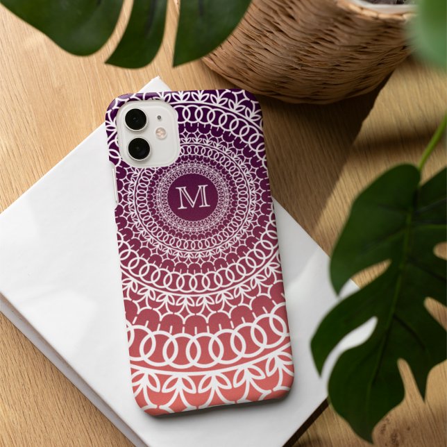 Sunset Orange and Violet Mandala Monogram Case-Mate iPhone Case (Creator Uploaded)