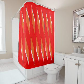 Sunset-Orange and White Rhombus Pattern Shower Curtain