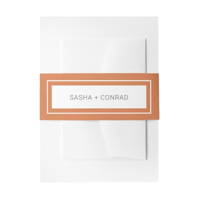 Sunset Orange Bold Border Modern Wedding Invitation Belly Band (Front Example)