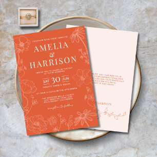 Sunset Orange Elegant Wedding Invitation