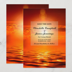 Sunset Orange Golden Sky Sea Gold Save the Date