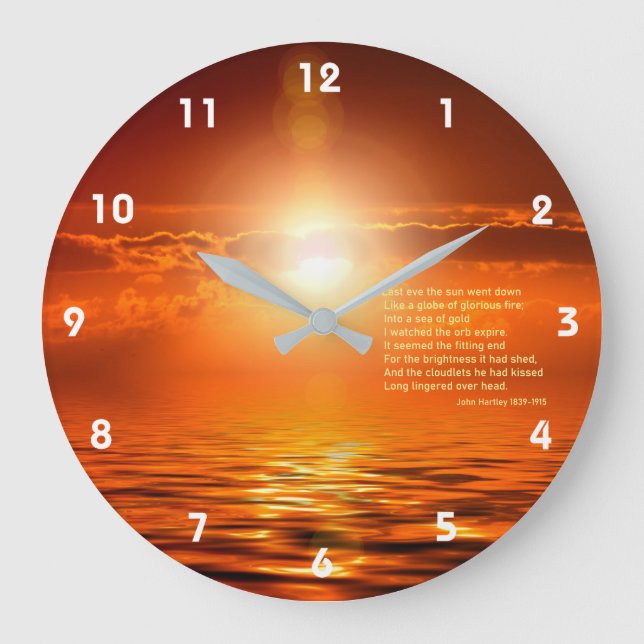 Sunset Orange Golden Sky Sea of Gold Inspiration Large Clock (Front)