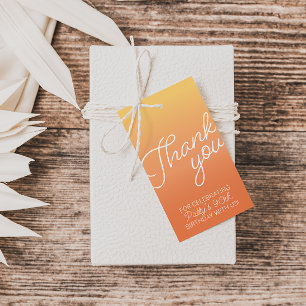 Sunset Orange Gradient Thank You Birthday Favour Gift Tags
