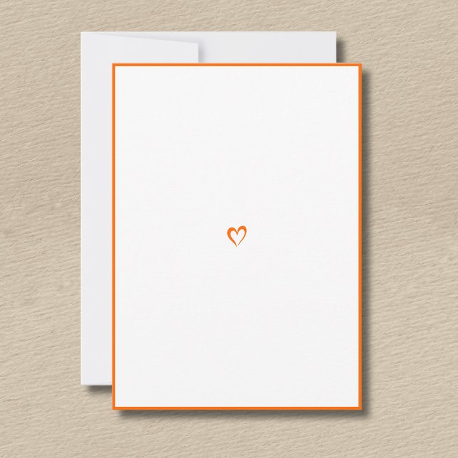 Sunset Orange Minimal Border Little Heart No Text  Card (Creator Uploaded)