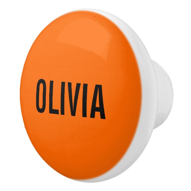 Sunset Orange Modern Name | Trendy Minimalist  Ceramic Knob (Right)