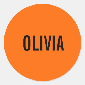 Sunset Orange Modern Name | Trendy Minimalist Classic Round Sticker