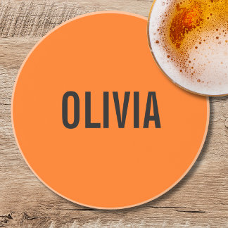 Sunset Orange Modern Name | Trendy Minimalist Coaster