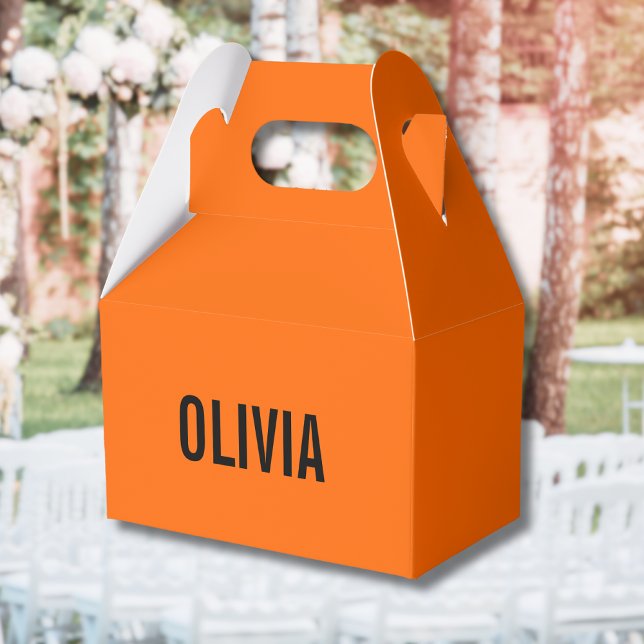 Sunset Orange Modern Name | Trendy Minimalist  Favour Box (Creator Uploaded)