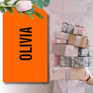 Sunset Orange Modern Name   Trendy Minimalist  Gift Tags