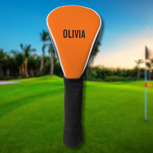 Sunset Orange Modern Name Trendy Minimalist Golf Head Cover
