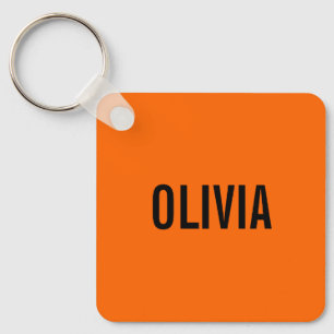 Sunset Orange Modern Name Trendy Minimalist Key Ring