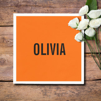 Sunset Orange Modern Name | Trendy Minimalist Napkin