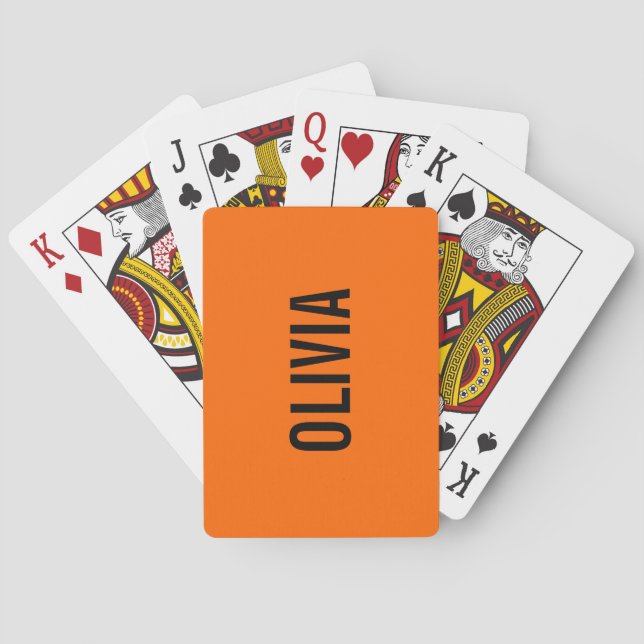 Sunset Orange Modern Name | Trendy Minimalist  Playing Cards (Back)