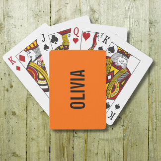 Sunset Orange Modern Name | Trendy Minimalist Playing Cards