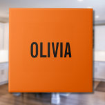 Sunset Orange Modern Name | Trendy Minimalist  Tile<br><div class="desc">Neon Sunset Orange | Personalised Name,  Last Name | Modern and Elegant | Classic Design | Trendy Colour | Stylish and Fashion | Minimalist | Novelty</div>