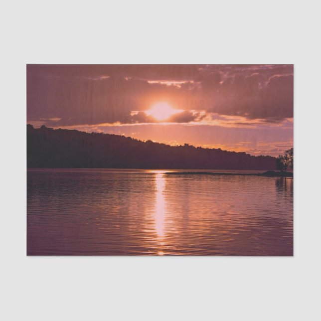 Sunset Orange Scenery Coastal Beach Decoupage Tissue Paper (Front)