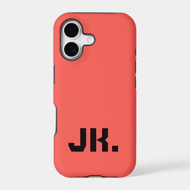 Sunset Orange Solid Colour | Minimal Initial  (Back)