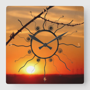 Sunset Orbs. Square Wall Clock