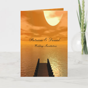 Sunset over A Dock Wedding Invitation