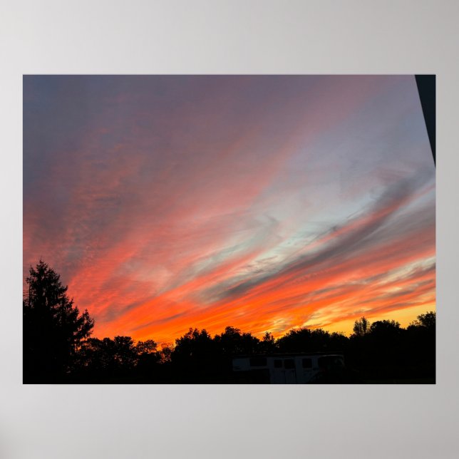 Sunset over a field poster (Front)