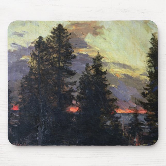 Sunset over a Winter Landscape, c.1902 Mouse Mat (Front)