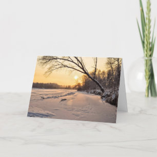 Sunset Over A Winter Landscape Christmas Card