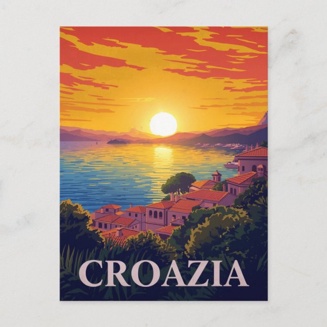 Sunset Over Adriatic Coast Croatia Postcard (Front)