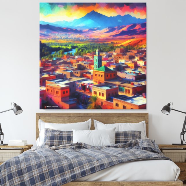 Sunset Over Ait Melloul – Morocco  Canvas Print (Insitu(Bedroom))