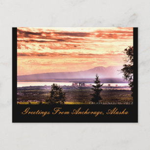 Sunset over Anchorage, Alaska Greetings Postcard