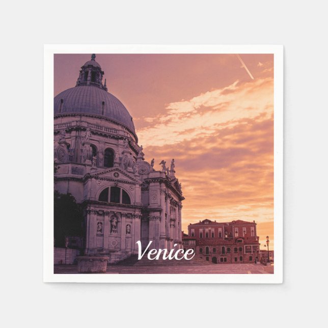 Sunset over Basilica in Venice Napkin (Front)