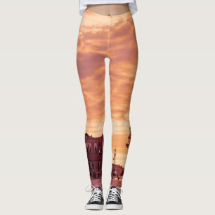 Sunset over Basilica in Venice Square Leggings