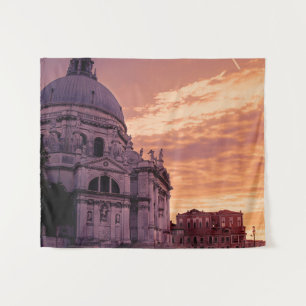 Sunset over Basilica in Venice Tapestry