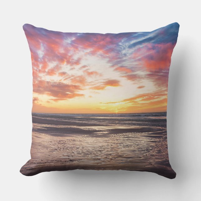 Sunset over beach and sea cushion (Front)