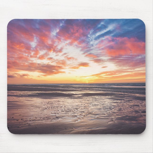 Sunset over beach and sea mouse mat (Front)
